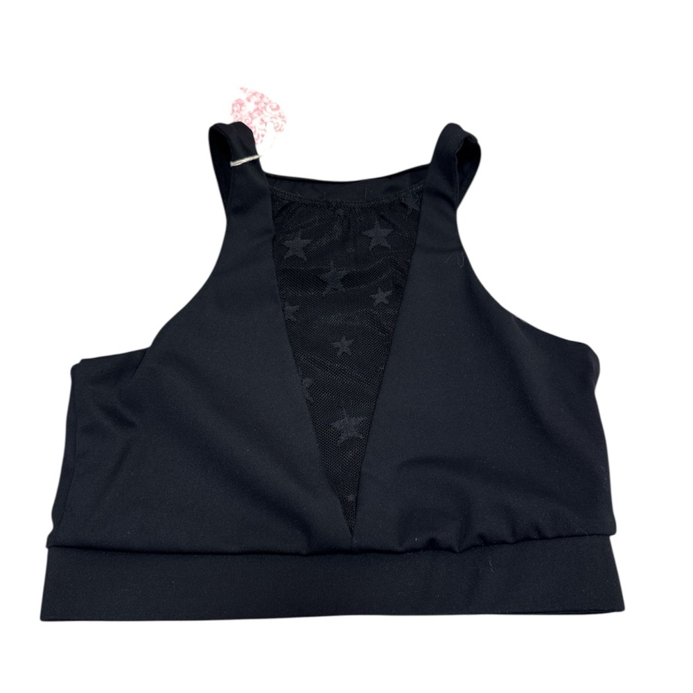 Black Mesh Sports Bra Star Print
